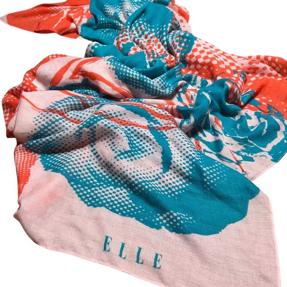 Elle Turquoise and Peach Floral Scarf Pool wrap